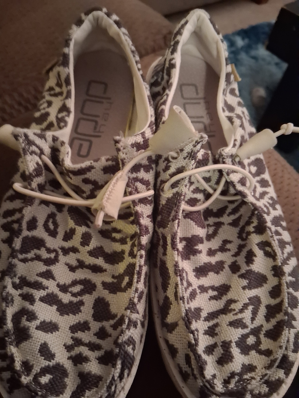 Hey Dude Wendy Leopard Print Slip-On Moccasins in Cream and Brown